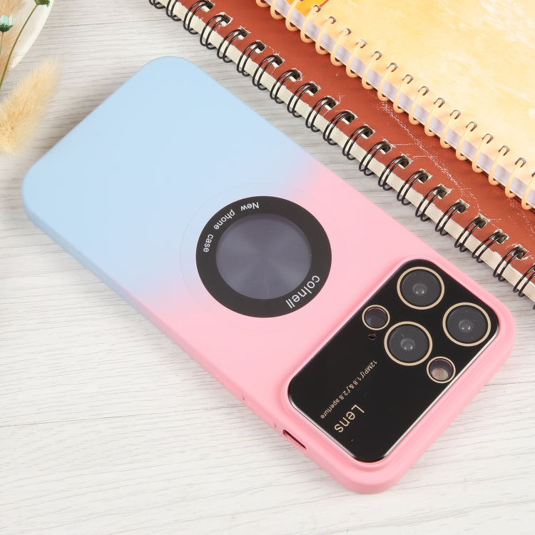 For iPhone 15 Pro Gradient Silicone Shockproof Magsafe Phone Case with Lens Film(Pink Blue) - iPhone 15 Pro Cases by PMC Jewellery | Online Shopping South Africa | PMC Jewellery