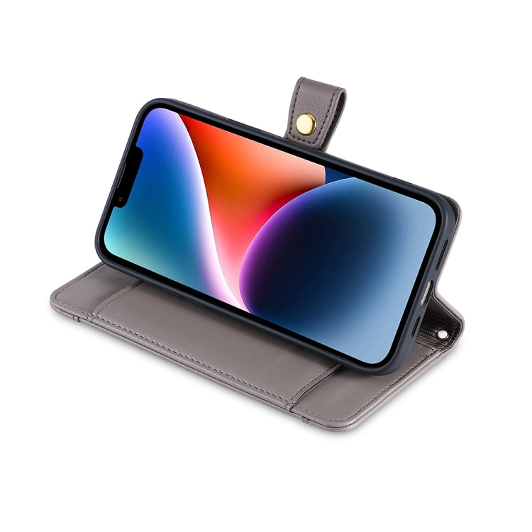 For Sharp Aqous Wish3 Sheep Texture Cross-body Zipper Wallet Leather Phone Case(Grey) - More Brand by PMC TechLife | Online Shopping South Africa | PMC TechLife | Buy Now Pay Later Mobicred