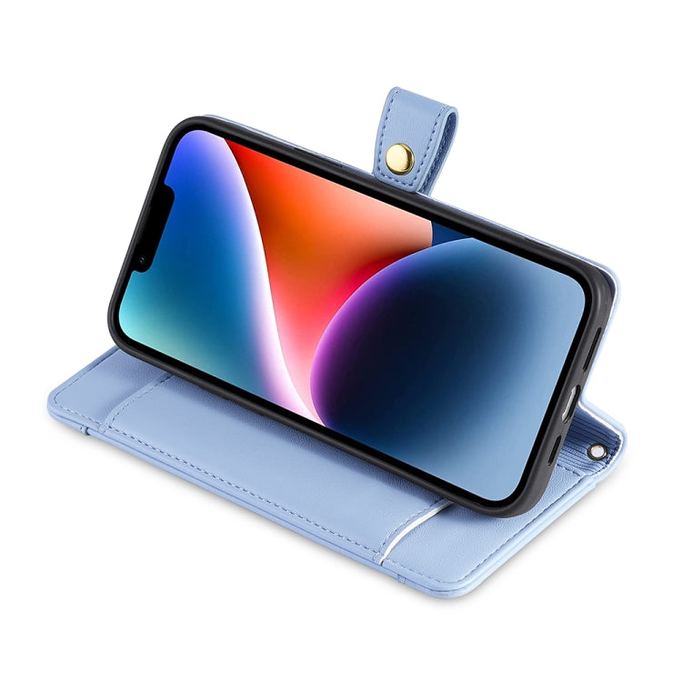 For Sharp Aquos R8 Pro SH-51 Sheep Texture Cross-body Zipper Wallet Leather Phone Case(Blue) - More Brand by PMC TechLife | Online Shopping South Africa | PMC TechLife | Buy Now Pay Later Mobicred