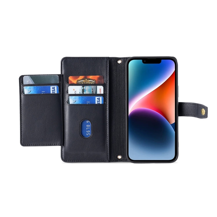For Sharp Aquos sense8 Sheep Texture Cross-body Zipper Wallet Leather Phone Case(Black) - More Brand by PMC TechLife | Online Shopping South Africa | PMC TechLife | Buy Now Pay Later Mobicred