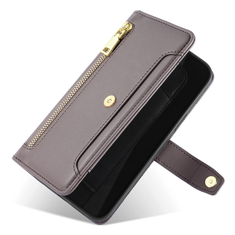 For Sharp Aquos Wish4 Sheep Texture Cross-body Zipper Wallet Leather Phone Case(Grey) - free shipping - PMC TechLife - Order now!
