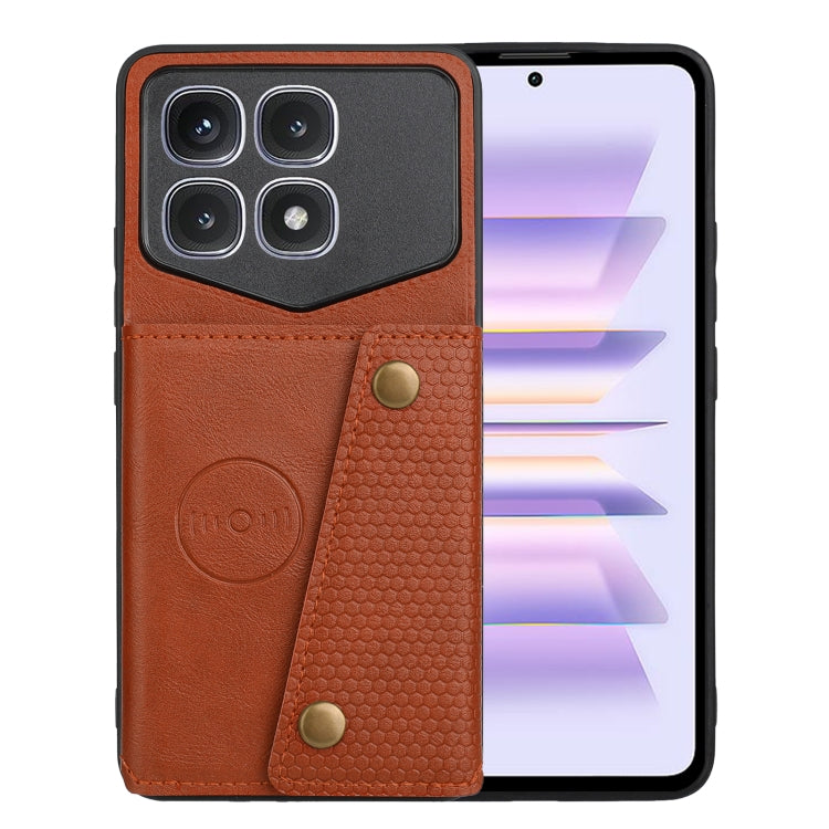 For Xiaomi Redmi K70 Ultra Double Buckle Card Slots Magnetic Phone Case(Brown) - Xiaomi Cases by PMC Jewellery | Online Shopping South Africa | PMC Jewellery | Buy Now Pay Later Mobicred