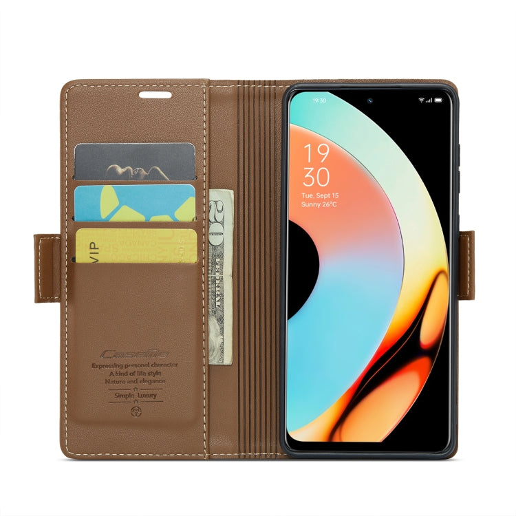 For Realme 10 Pro 5G CaseMe 023 Butterfly Buckle Litchi Texture RFID Anti-theft Leather Phone Case(Brown) - Realme Cases by CaseMe | Online Shopping South Africa | PMC Jewellery | Buy Now Pay Later Mobicred