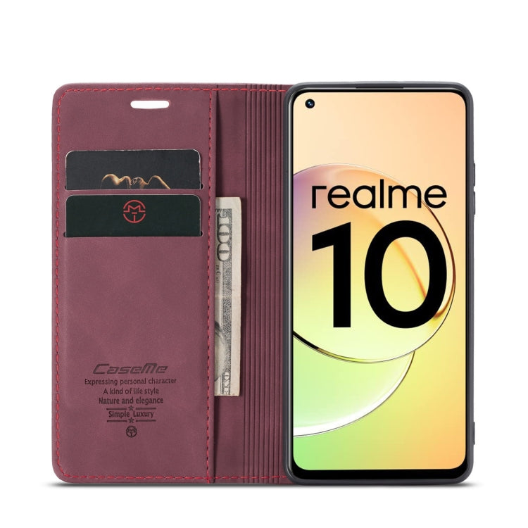 For Realme 10 4G CaseMe 013 Multifunctional Horizontal Flip Leather Phone Case(Wine Red) - Realme Cases by CaseMe | Online Shopping South Africa | PMC Jewellery | Buy Now Pay Later Mobicred