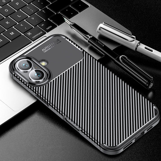 For iPhone 16 Carbon Fiber Texture Shockproof TPU Phone Case(Black) - iPhone 16 Cases by PMC Jewellery | Online Shopping South Africa | PMC Jewellery | Buy Now Pay Later Mobicred