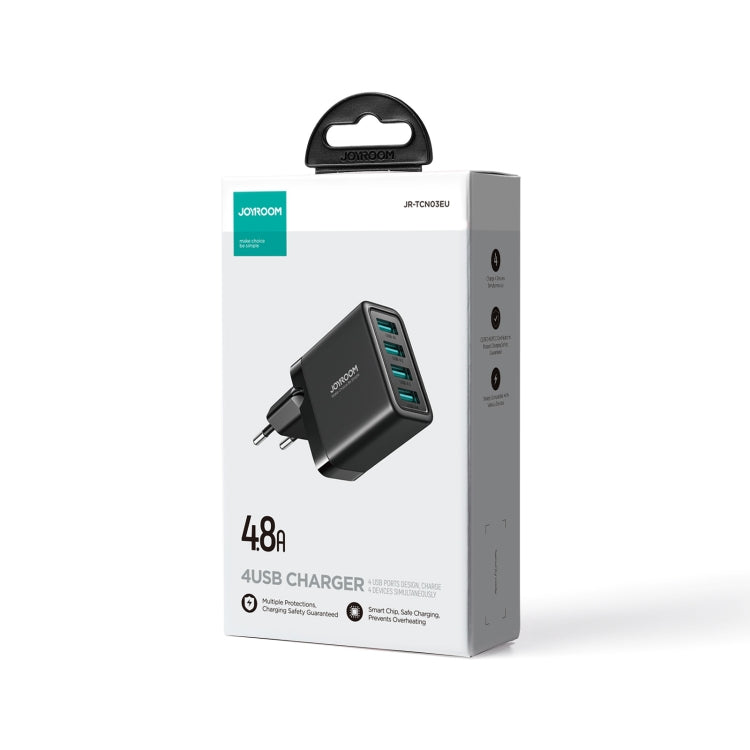 JOYROOM JR-TCN03 4.8A 24W 4 USB Ports Charger(EU Plug) - free shipping - PMC TechLife - Order now!