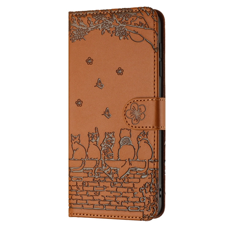 For iPhone SE 2024 Cat Embossing Pattern Leather Phone Case with Lanyard(Brown) - More iPhone Cases by PMC Jewellery | Online Shopping South Africa | PMC Jewellery | Buy Now Pay Later Mobicred