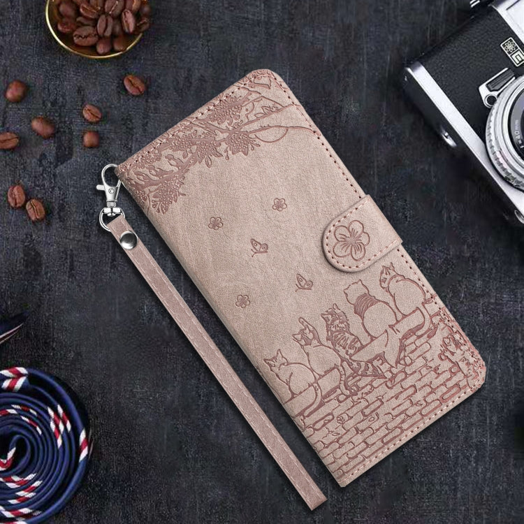 For iPhone 16 Plus Cat Embossing Pattern Leather Phone Case with Lanyard(Grey) - iPhone 16 Plus Cases by PMC TechLife | Online Shopping South Africa | PMC TechLife | Buy Now Pay Later Mobicred