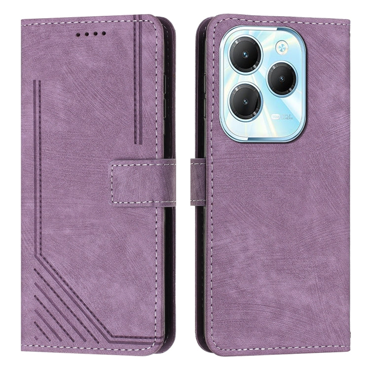 For Infinix Hot 40 / 40 Pro Skin Feel Stripe Pattern Leather Phone Case with Lanyard(Purple) - Infinix Cases by PMC Jewellery | Online Shopping South Africa | PMC Jewellery | Buy Now Pay Later Mobicred