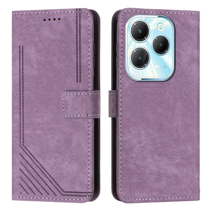 For Infinix Hot 40 / 40 Pro Skin Feel Stripe Pattern Leather Phone Case with Lanyard(Purple) - Infinix Cases by PMC Jewellery | Online Shopping South Africa | PMC Jewellery | Buy Now Pay Later Mobicred