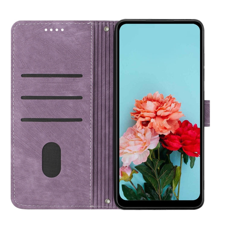 For Infinix Hot 40 / 40 Pro Skin Feel Stripe Pattern Leather Phone Case with Lanyard(Purple) - Infinix Cases by PMC Jewellery | Online Shopping South Africa | PMC Jewellery | Buy Now Pay Later Mobicred