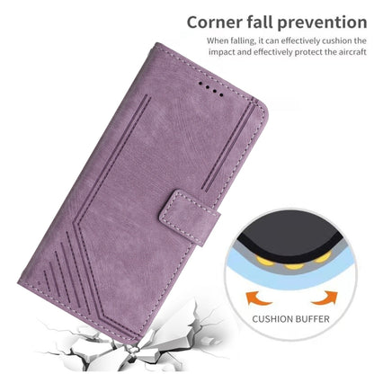 For Infinix Hot 40 / 40 Pro Skin Feel Stripe Pattern Leather Phone Case with Lanyard(Purple) - Infinix Cases by PMC Jewellery | Online Shopping South Africa | PMC Jewellery | Buy Now Pay Later Mobicred