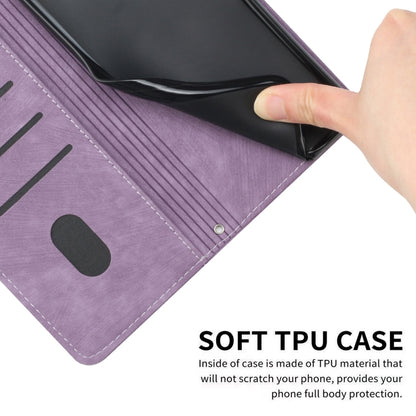 For Infinix Smart 8 Skin Feel Stripe Pattern Leather Phone Case with Lanyard(Purple) - Infinix Cases by PMC Jewellery | Online Shopping South Africa | PMC Jewellery | Buy Now Pay Later Mobicred