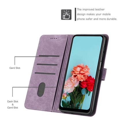 For Infinix Note 40 Pro 4G / 5G Skin Feel Stripe Pattern Leather Phone Case with Lanyard(Purple) - Infinix Cases by PMC Jewellery | Online Shopping South Africa | PMC Jewellery | Buy Now Pay Later Mobicred