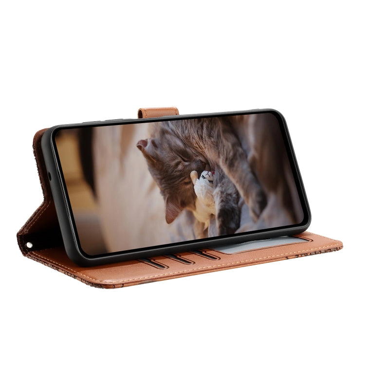 For Xiaomi Redmi Note 12 4G Global Cat Embossing Pattern Leather Phone Case with Lanyard(Brown) - Xiaomi Cases by PMC Jewellery | Online Shopping South Africa | PMC Jewellery | Buy Now Pay Later Mobicred