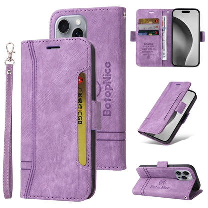 For iPhone 16 Pro Max BETOPNICE Dual-side Buckle Leather Phone Case(Purple) - iPhone 16 Pro Max Cases by BETOPNICE | Online Shopping South Africa | PMC Jewellery | Buy Now Pay Later Mobicred