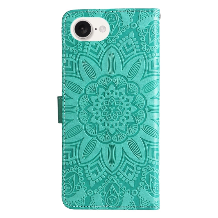 For iPhone 16e Embossed Sunflower Leather Phone Case(Green) - free shipping - PMC TechLife - Order now!