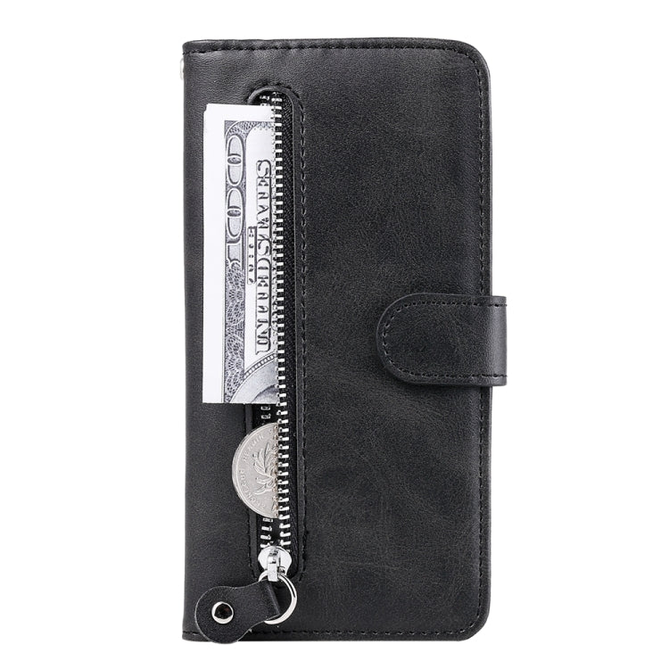 For iPhone 16e Fashion Calf Texture Zipper Leather Phone Case(Black) - iPhone 16e Cases by PMC TechLife | Online Shopping South Africa | PMC TechLife | Buy Now Pay Later Mobicred