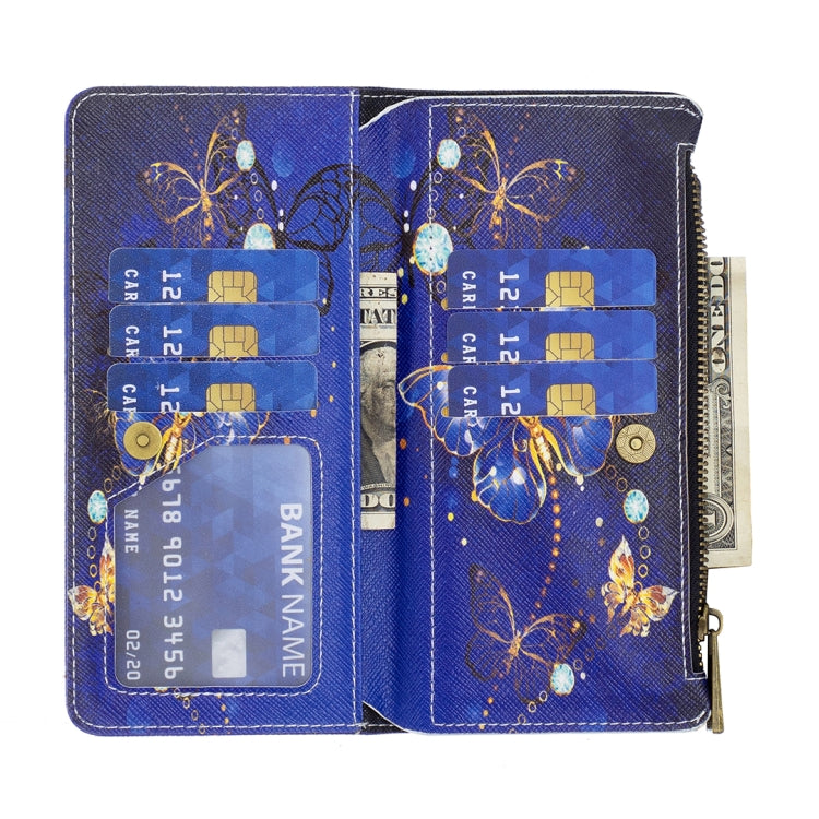 For iPhone 16 Pro Colored Drawing Pattern Zipper Phone Leather Case(Purple Butterfly) - iPhone 16 Pro Cases by PMC TechLife | Online Shopping South Africa | PMC TechLife | Buy Now Pay Later Mobicred
