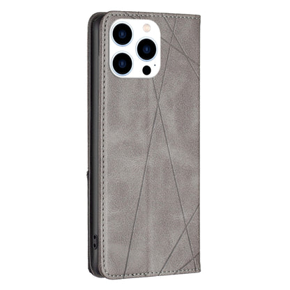 For iPhone 16 Pro Rhombus Texture Magnetic Leather Phone Case(Grey) - iPhone 16 Pro Cases by PMC Jewellery | Online Shopping South Africa | PMC Jewellery | Buy Now Pay Later Mobicred