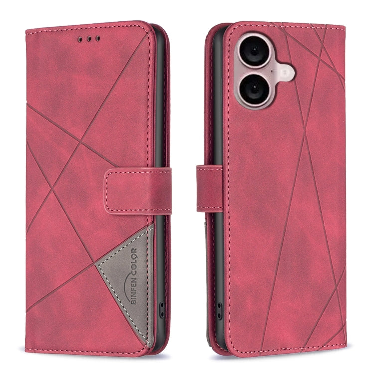 For iPhone 16 Magnetic Buckle Rhombus Texture Leather Phone Case(Red) - iPhone 16 Cases by PMC Jewellery | Online Shopping South Africa | PMC Jewellery | Buy Now Pay Later Mobicred