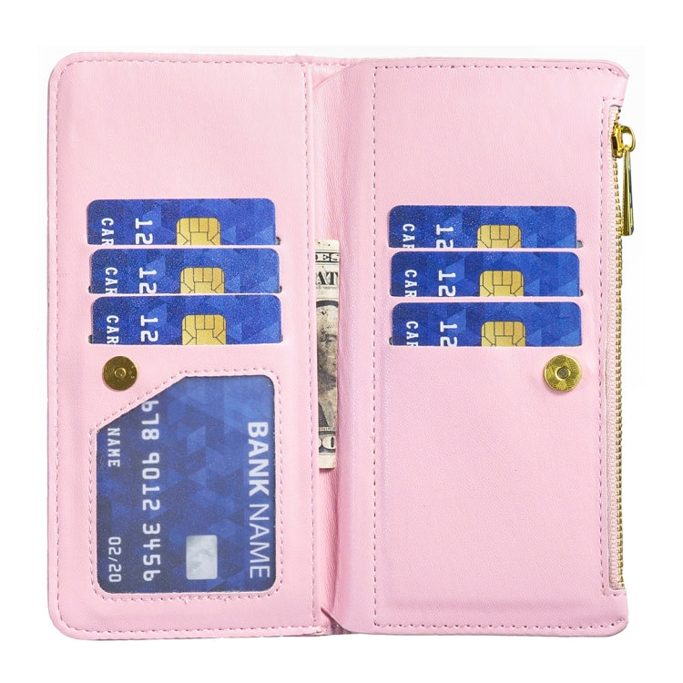 For iPhone 16 Diamond Lattice Zipper Wallet Leather Flip Phone Case(Pink) - iPhone 16 Cases by PMC Jewellery | Online Shopping South Africa | PMC Jewellery | Buy Now Pay Later Mobicred