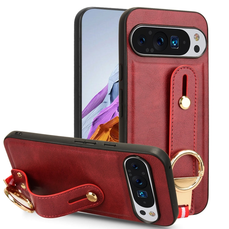 For Google Pixel 9 Wristband Leather Back Phone Case(Red) - Google Cases by PMC Jewellery | Online Shopping South Africa | PMC Jewellery | Buy Now Pay Later Mobicred