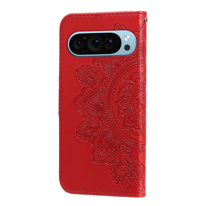 For Google Pixel 9 Seven-petal Flowers Embossing Leather Phone Case(Red) - Google Cases by PMC Jewellery | Online Shopping South Africa | PMC Jewellery | Buy Now Pay Later Mobicred