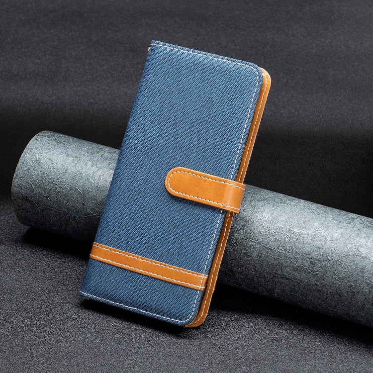 For iPhone 16 Pro Color Block Denim Texture Leather Phone Case(Dark Blue) - iPhone 16 Pro Cases by PMC TechLife | Online Shopping South Africa | PMC TechLife | Buy Now Pay Later Mobicred