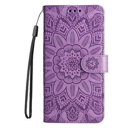 For Google Pixel 9 Pro Embossed Sunflower Leather Phone Case(Purple) - Google Cases by PMC Jewellery | Online Shopping South Africa | PMC Jewellery | Buy Now Pay Later Mobicred