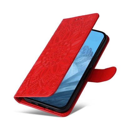 For Google Pixel 9 Embossed Sunflower Leather Phone Case(Red) - Google Cases by PMC Jewellery | Online Shopping South Africa | PMC Jewellery | Buy Now Pay Later Mobicred