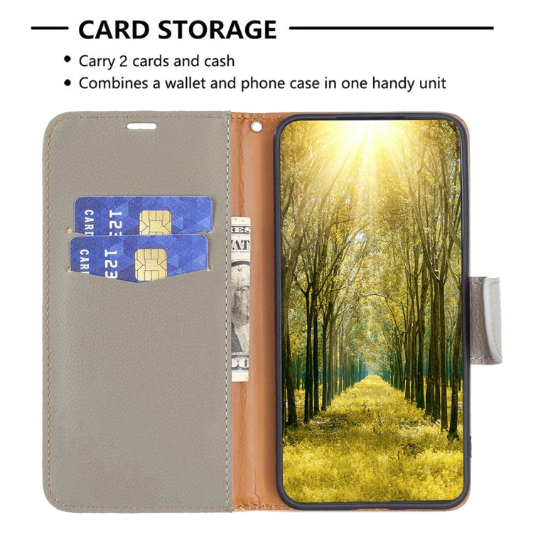 For iPhone 16 Pro Max Litchi Texture Pure Color Flip Leather Phone Case(Grey) - iPhone 16 Pro Max Cases by PMC TechLife | Online Shopping South Africa | PMC TechLife | Buy Now Pay Later Mobicred