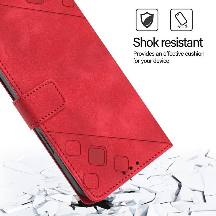 For iPhone SE 2024 Skin-feel Embossed Leather Phone Case(Red) - More iPhone Cases by PMC Jewellery | Online Shopping South Africa | PMC Jewellery | Buy Now Pay Later Mobicred