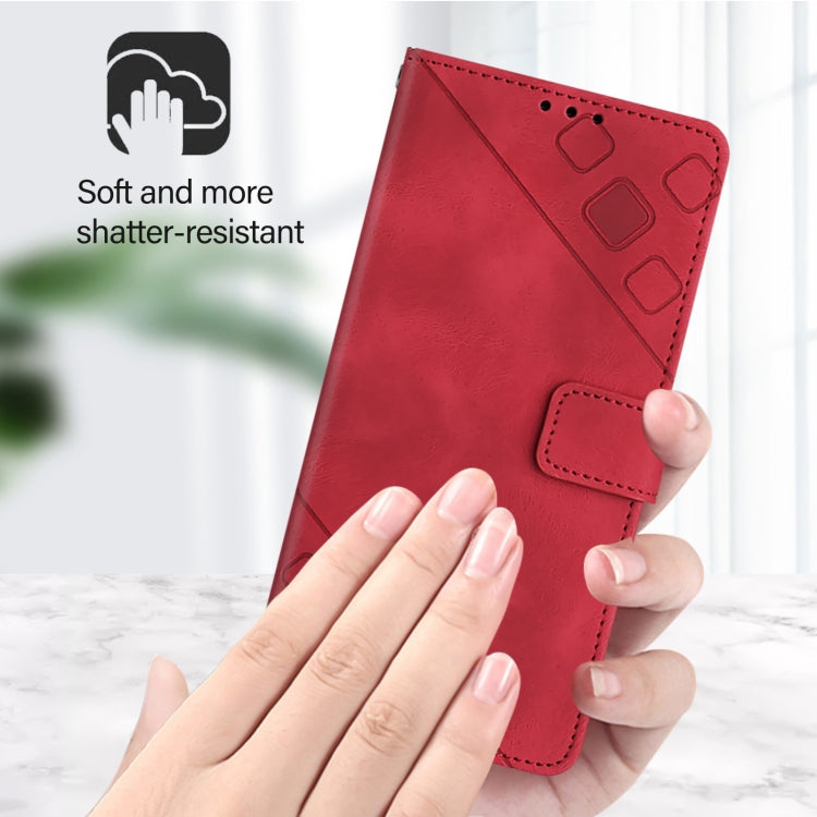 For iPhone SE 2024 Skin-feel Embossed Leather Phone Case(Red) - More iPhone Cases by PMC Jewellery | Online Shopping South Africa | PMC Jewellery | Buy Now Pay Later Mobicred