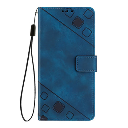 For iPhone 16 Pro Skin-feel Embossed Leather Phone Case(Blue) - iPhone 16 Pro Cases by PMC Jewellery | Online Shopping South Africa | PMC Jewellery | Buy Now Pay Later Mobicred