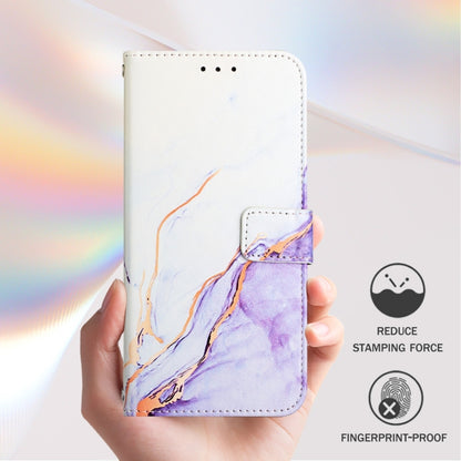 For iPhone 16 Pro Max PT003 Marble Pattern Flip Leather Phone Case(White Purple LS006) - iPhone 16 Pro Max Cases by PMC Jewellery | Online Shopping South Africa | PMC Jewellery | Buy Now Pay Later Mobicred