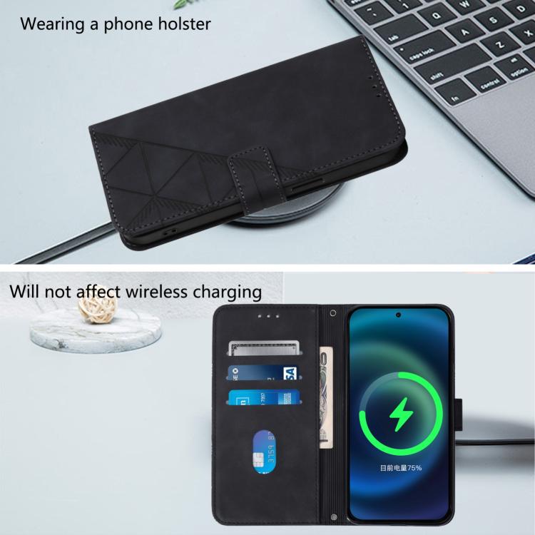 For iPhone 16e Crossbody 3D Embossed Flip Leather Phone Case(Black) - iPhone 16e Cases by PMC TechLife | Online Shopping South Africa | PMC TechLife | Buy Now Pay Later Mobicred
