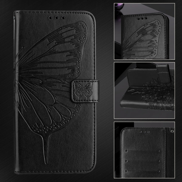 For iPhone 16 Pro Embossed Butterfly Leather Phone Case(Black) - iPhone 16 Pro Cases by PMC TechLife | Online Shopping South Africa | PMC TechLife | Buy Now Pay Later Mobicred
