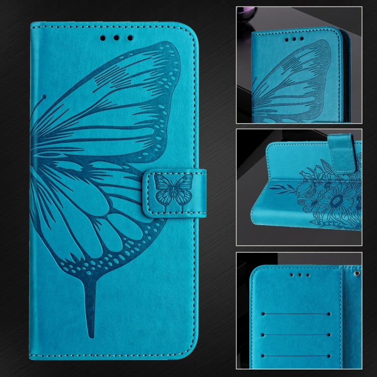 For iPhone 16 Pro Embossed Butterfly Leather Phone Case(Blue) - iPhone 16 Pro Cases by PMC TechLife | Online Shopping South Africa | PMC TechLife | Buy Now Pay Later Mobicred