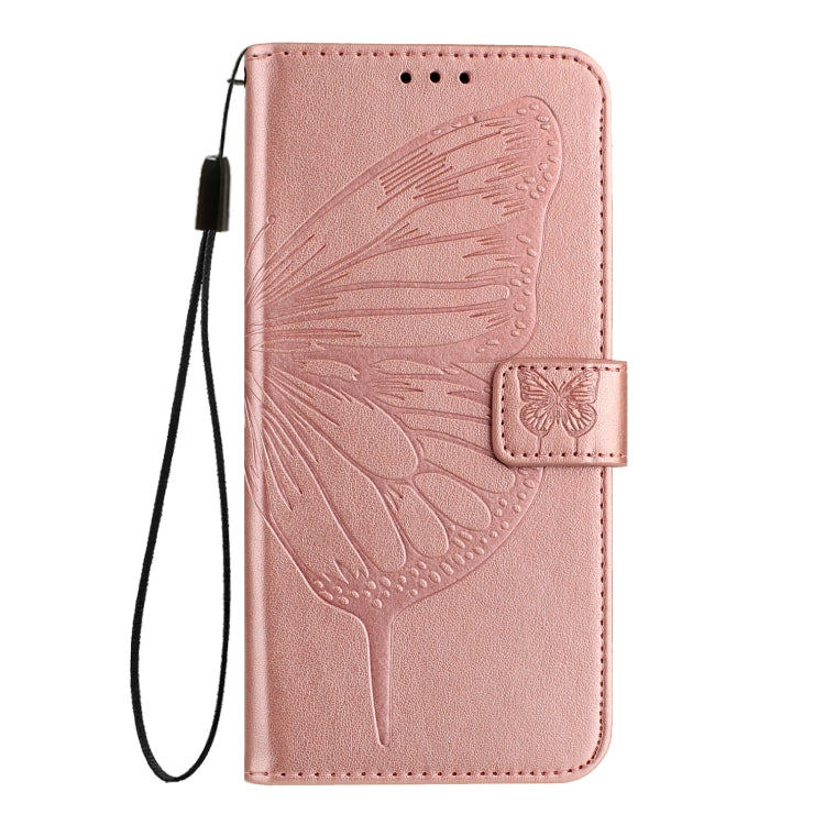 For iPhone 16 Pro Embossed Butterfly Leather Phone Case(Rose Gold) - iPhone 16 Pro Cases by PMC TechLife | Online Shopping South Africa | PMC TechLife | Buy Now Pay Later Mobicred