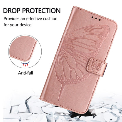 For iPhone 16 Pro Embossed Butterfly Leather Phone Case(Rose Gold) - iPhone 16 Pro Cases by PMC Jewellery | Online Shopping South Africa | PMC Jewellery | Buy Now Pay Later Mobicred