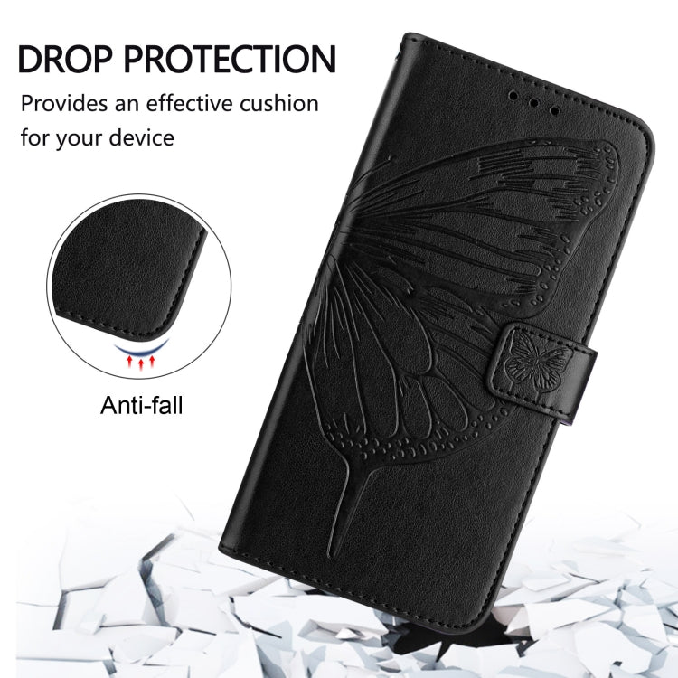 For iPhone 16 Embossed Butterfly Leather Phone Case(Black) - iPhone 16 Cases by PMC Jewellery | Online Shopping South Africa | PMC Jewellery | Buy Now Pay Later Mobicred