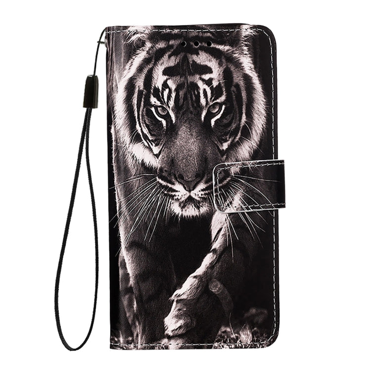 For iPhone SE 2024 Colored Drawing Pattern Plain Weave Leather Phone Case(Black And White Tiger) - More iPhone Cases by PMC Jewellery | Online Shopping South Africa | PMC Jewellery | Buy Now Pay Later Mobicred
