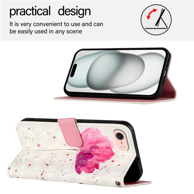 For iPhone SE 2024 3D Painting Horizontal Flip Leather Phone Case(Flower) - More iPhone Cases by PMC Jewellery | Online Shopping South Africa | PMC Jewellery | Buy Now Pay Later Mobicred