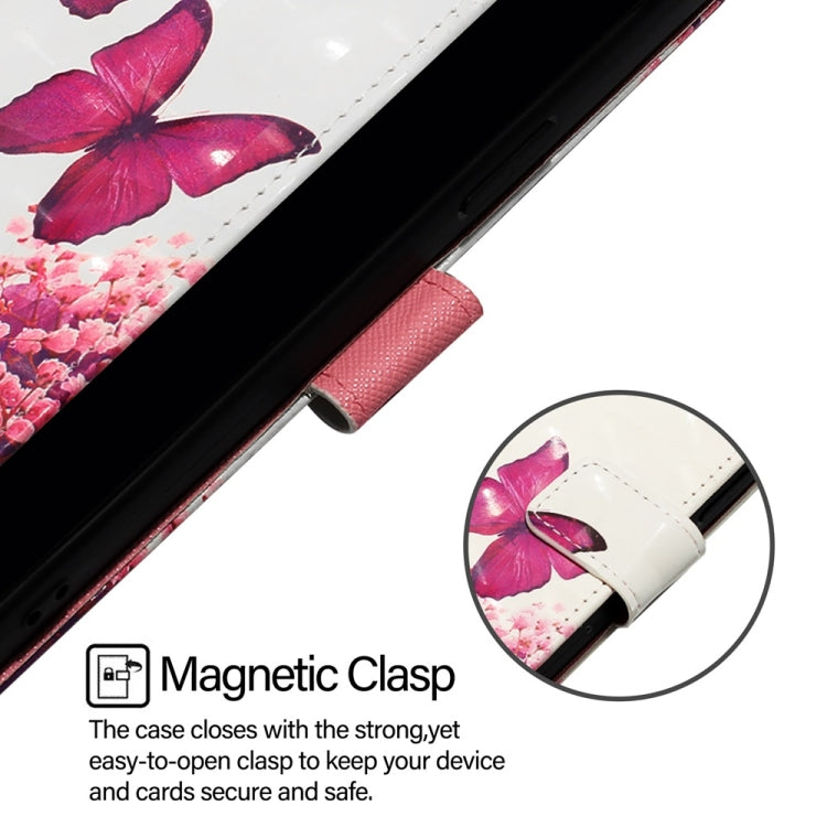 For iPhone 16 3D Painting Horizontal Flip Leather Phone Case(Rose Butterfly) - iPhone 16 Cases by PMC TechLife | Online Shopping South Africa | PMC TechLife | Buy Now Pay Later Mobicred