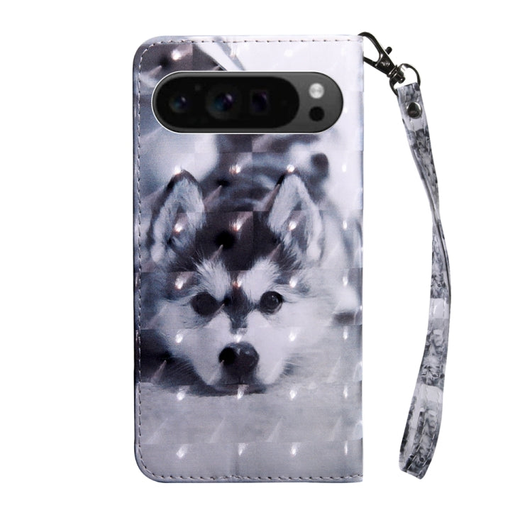 For Google Pixel 9 Pro 3D Painted Pattern Leather Phone Case(Husky) - Google Cases by PMC Jewellery | Online Shopping South Africa | PMC Jewellery | Buy Now Pay Later Mobicred