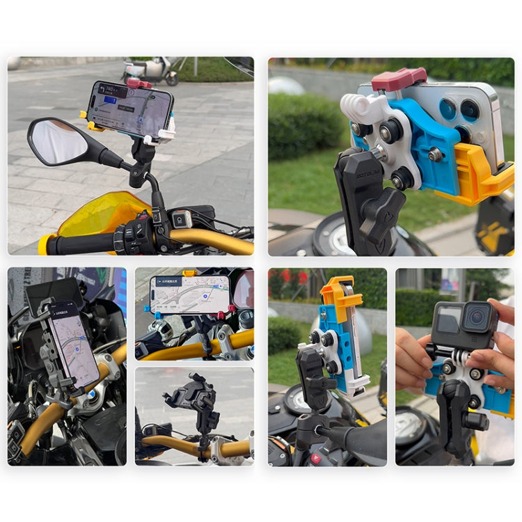 MOTOSLG Crab Motorcycle Phone Clamp Bracket U-Type Headbar Mount with Anti-theft Lock(Yellow Blue White) - Holder by MOTOLSG | Online Shopping South Africa | PMC Jewellery | Buy Now Pay Later Mobicred