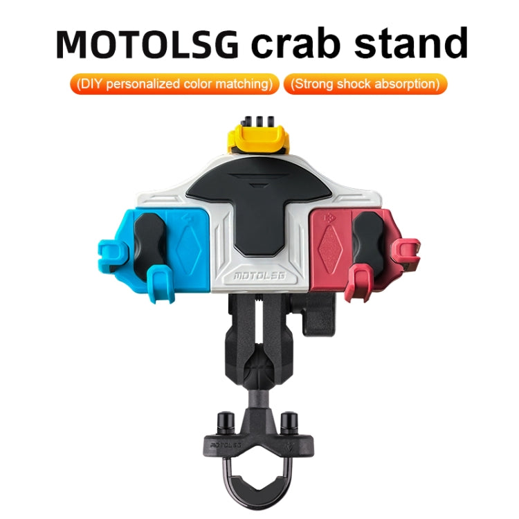 MOTOSLG Crab Motorcycle Phone Clamp Bracket L-Type Rear Mirror Mount(Yellow Blue White) - Holder by MOTOLSG | Online Shopping South Africa | PMC Jewellery | Buy Now Pay Later Mobicred