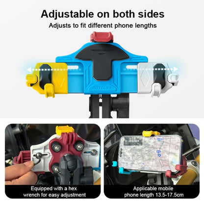 MOTOSLG Crab Motorcycle Phone Clamp Bracket U-Type Headbar Mount with Anti-theft Lock(Blue White Red) - Holder by MOTOLSG | Online Shopping South Africa | PMC Jewellery | Buy Now Pay Later Mobicred