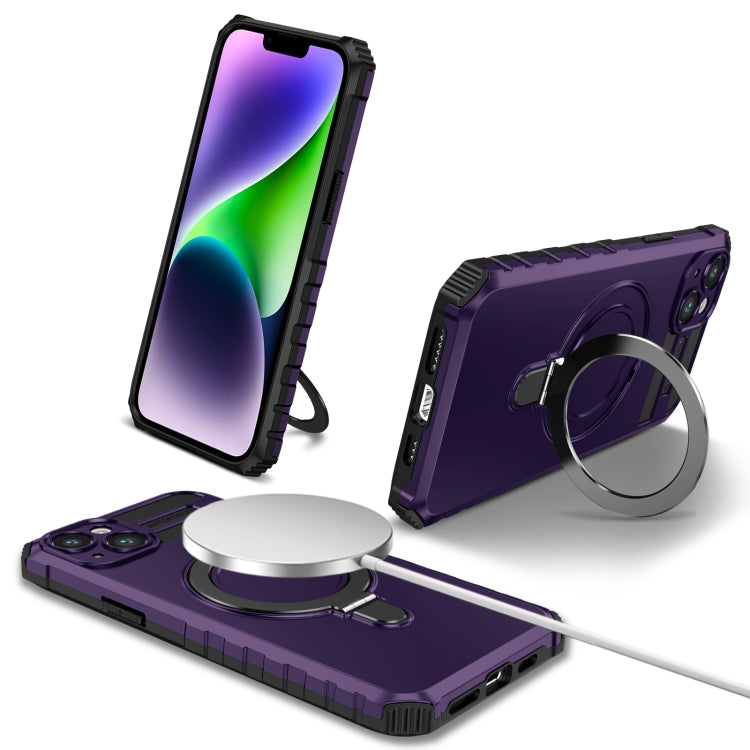 For iPhone 14 MagSafe Magnetic Holder Phone Case(Purple) - iPhone 14 Cases by PMC Jewellery | Online Shopping South Africa | PMC Jewellery